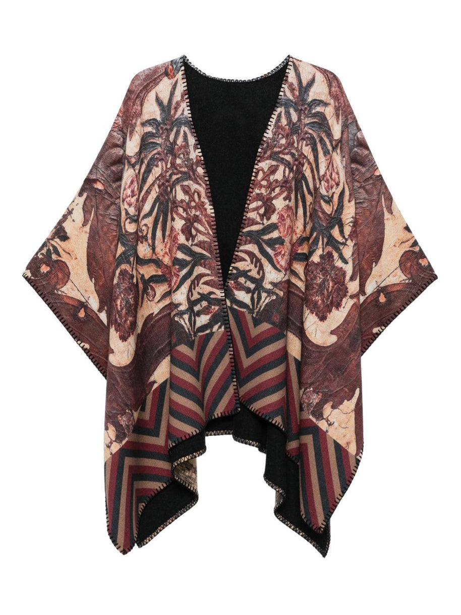 Pierre Louis Mascia Wool Printed Poncho - Brown