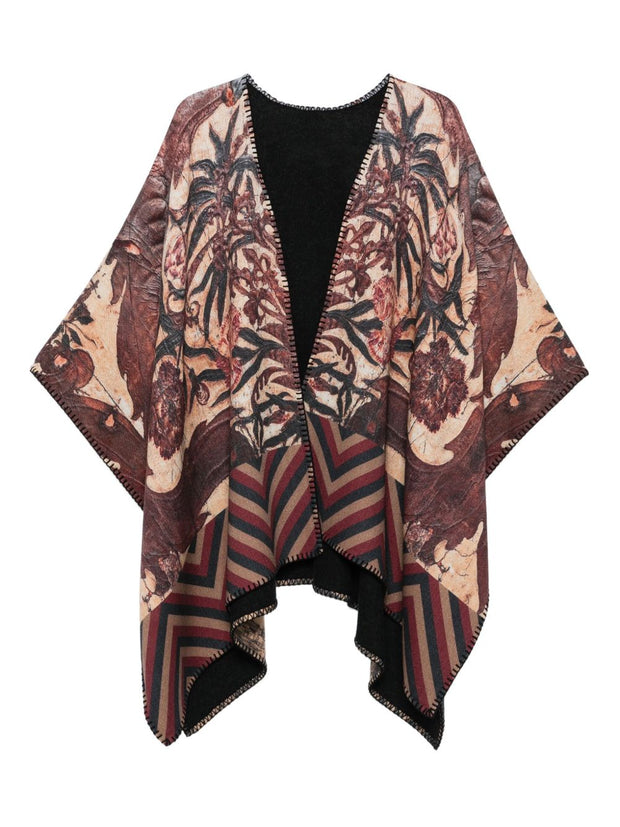 Pierre Louis Mascia Wool Printed Poncho Brown