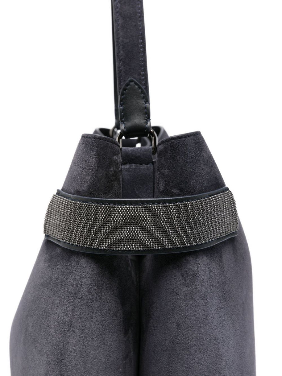 Brunello Cucinelli Blue Suede Leather Handbag