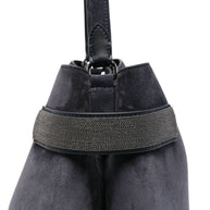 Brunello Cucinelli Blue Suede Leather Handbag