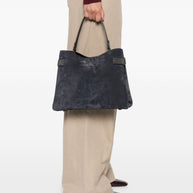 Brunello Cucinelli Blue Suede Leather Handbag