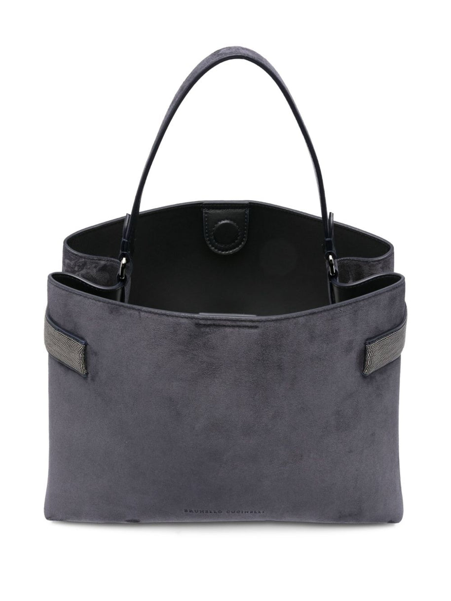 Brunello Cucinelli Blue Suede Leather Handbag