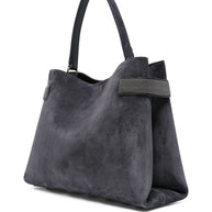 Brunello Cucinelli Blue Suede Leather Handbag