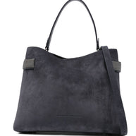 Brunello Cucinelli Blue Suede Leather Handbag