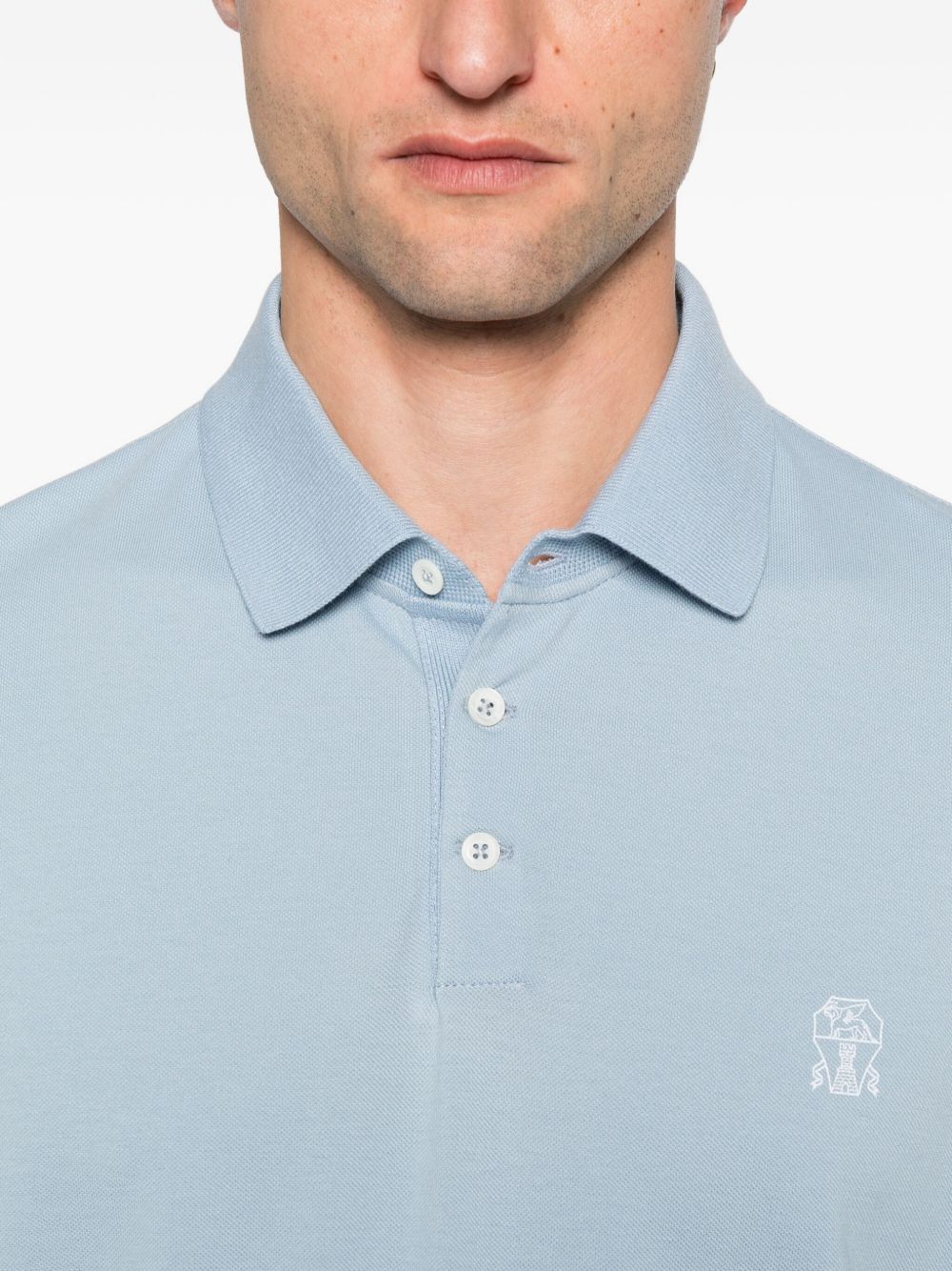 Brunello Cucinelli Cotton Polo Shirt - Clear Blue