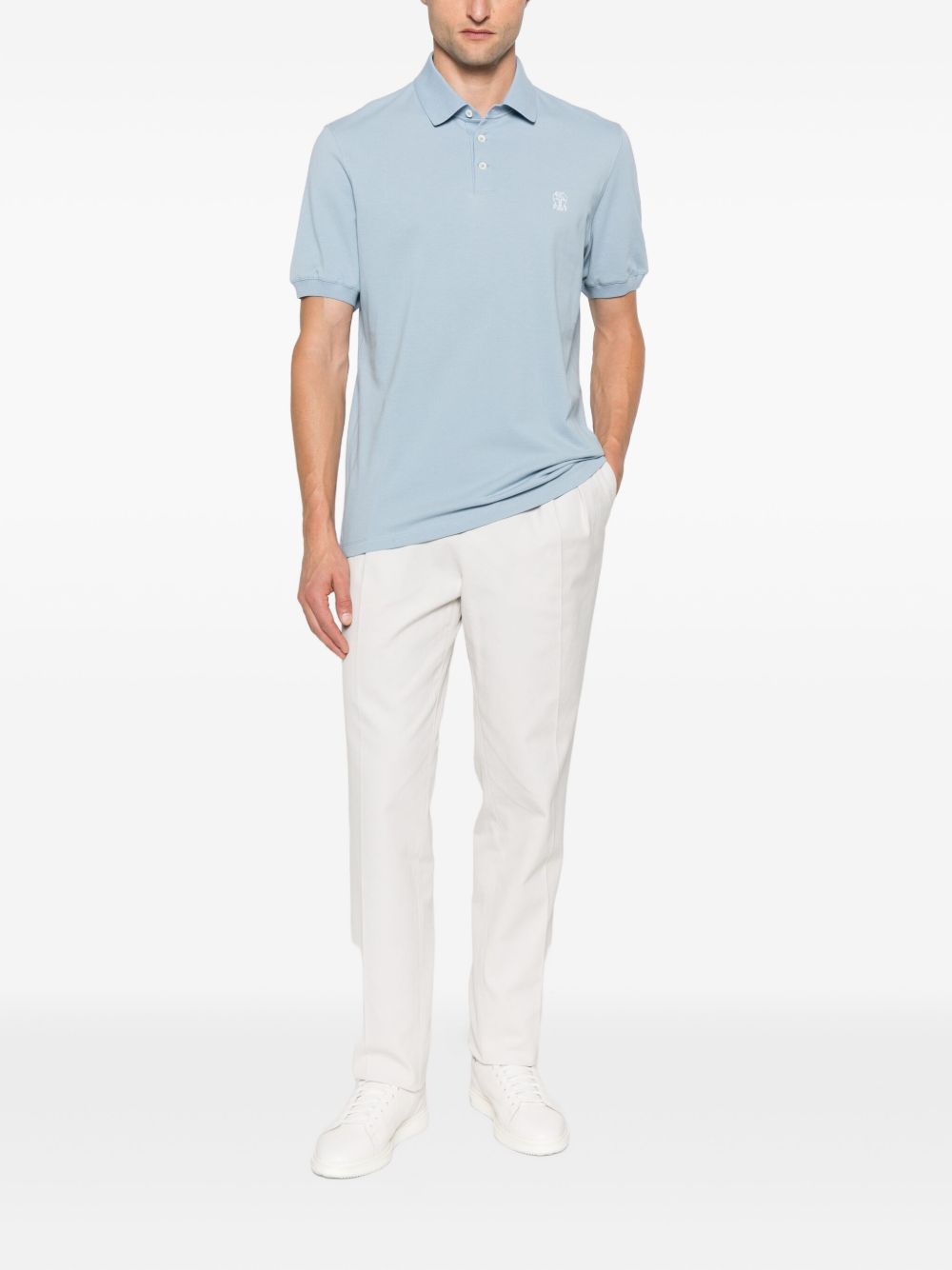 Brunello Cucinelli Cotton Polo Shirt - Clear Blue