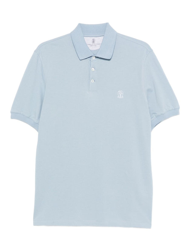 Brunello Cucinelli Cotton Polo Shirt - Clear Blue