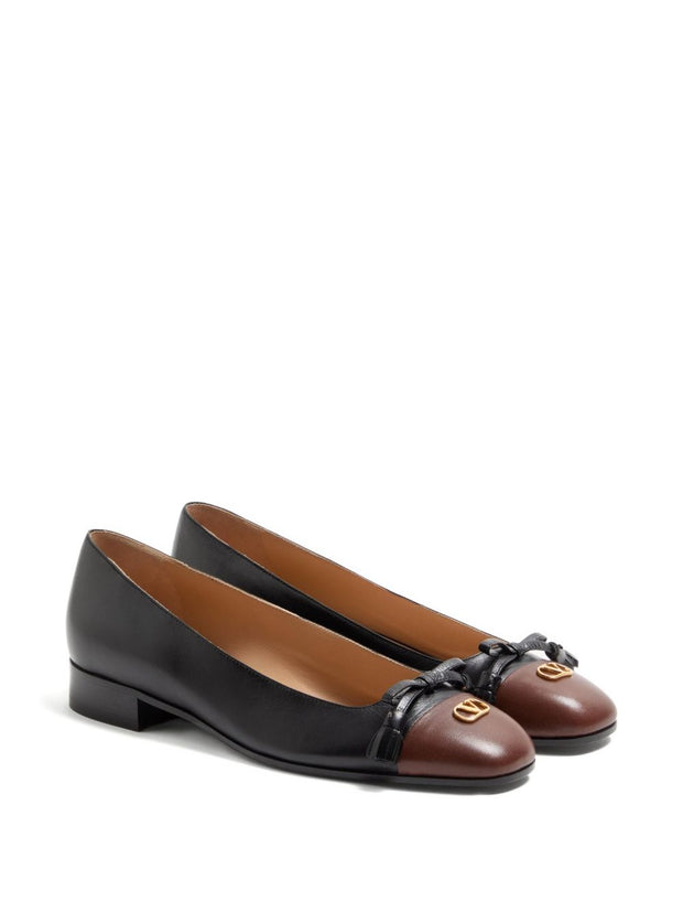 Valentino Garavani Du Roi Leather Ballet Flats - Black