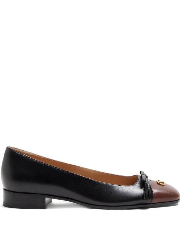 Valentino Garavani Du Roi Leather Ballet Flats - Black