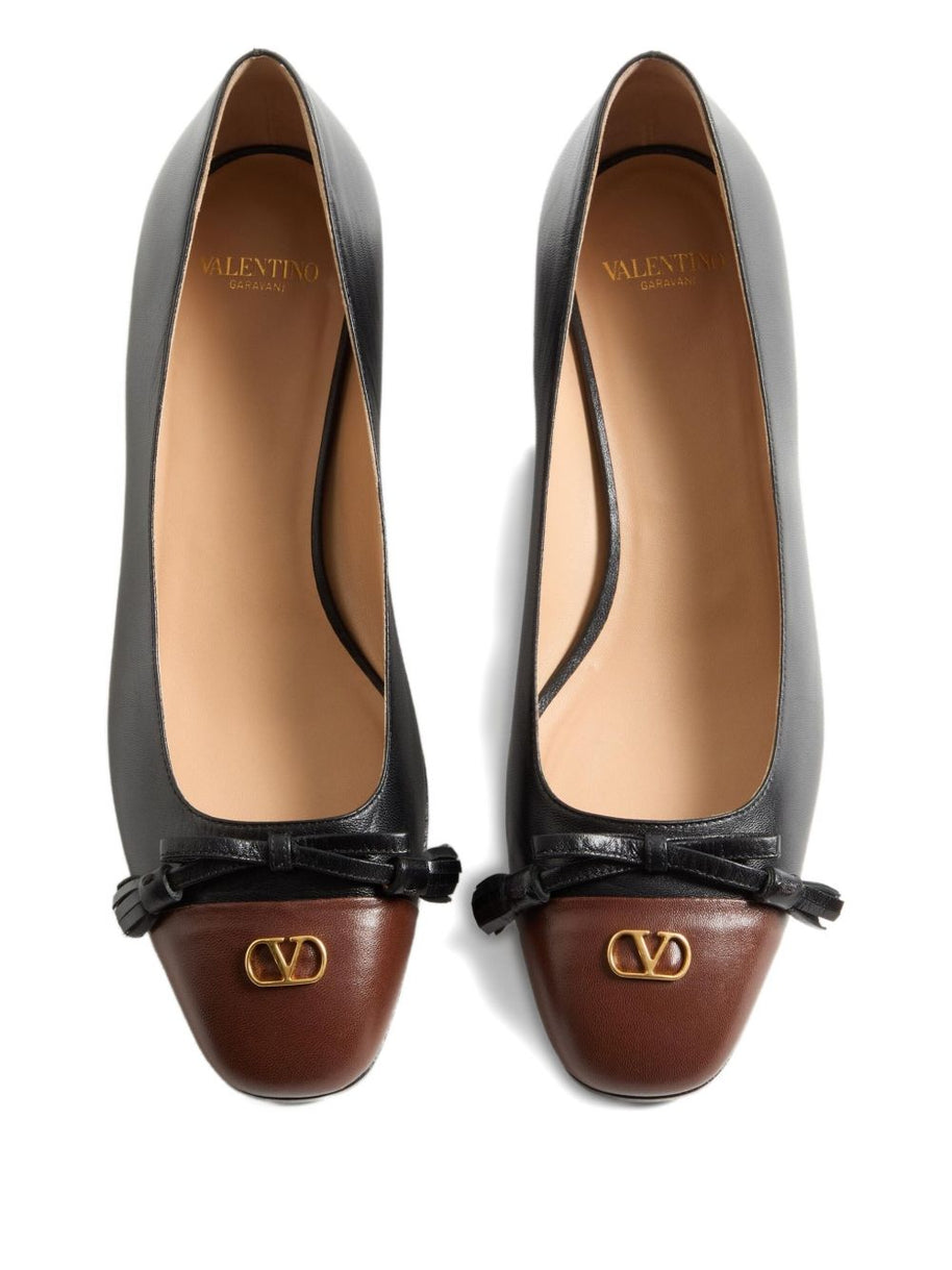 Valentino Garavani Du Roi Leather Ballet Flats - Black