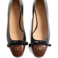 Valentino Garavani Du Roi Leather Ballet Flats - Black