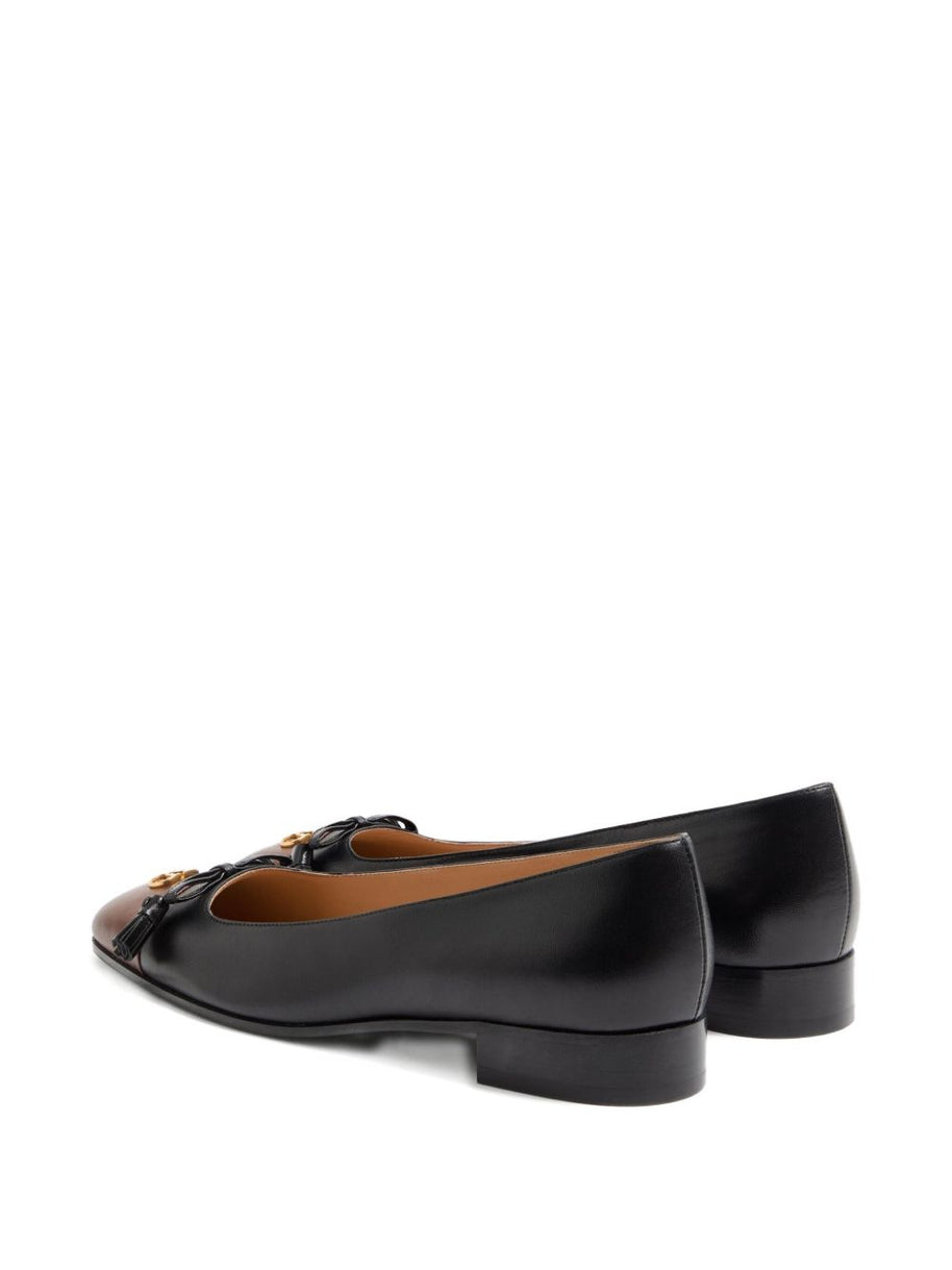 Valentino Garavani Du Roi Leather Ballet Flats - Black