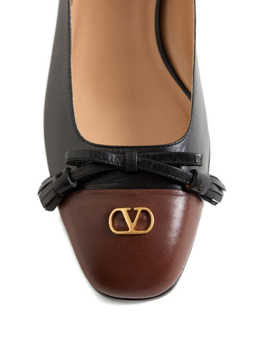 Valentino Garavani Du Roi Leather Ballet Flats - Black