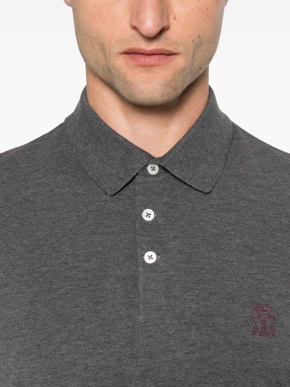 Brunello Cucinelli Logo Cotton Polo Shirt - Grey
