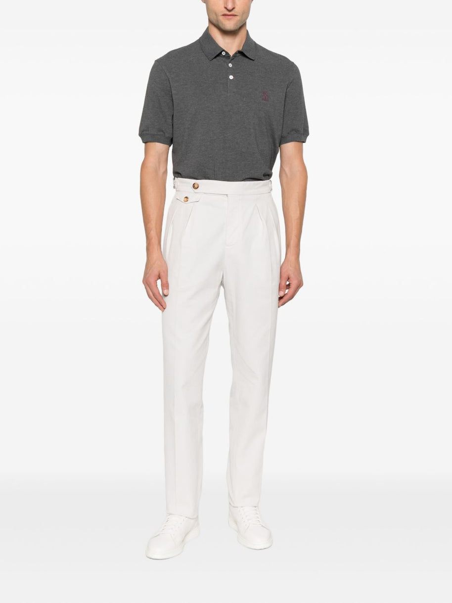 Brunello Cucinelli Logo Cotton Polo Shirt - Grey