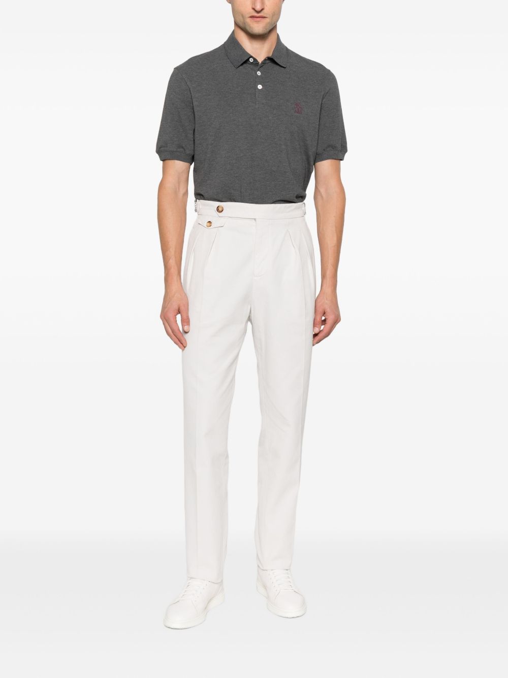 Brunello Cucinelli Logo Cotton Polo Shirt - Grey