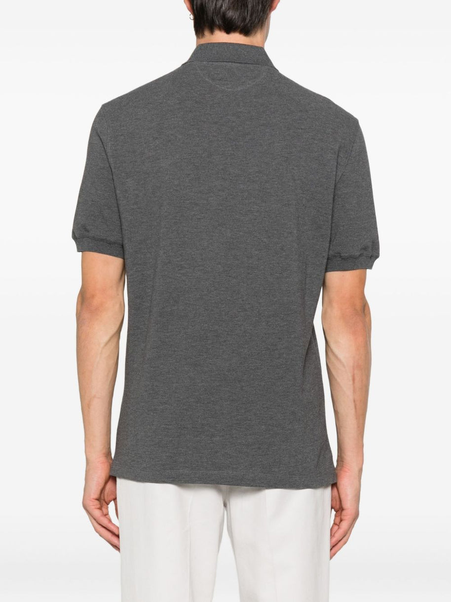 Brunello Cucinelli Logo Cotton Polo Shirt - Grey