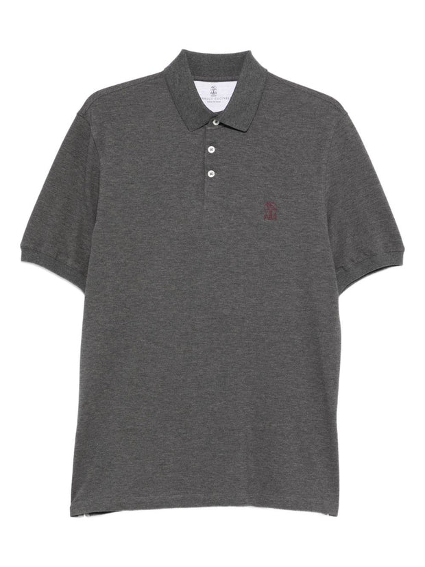 Brunello Cucinelli Logo Cotton Polo Shirt - Grey