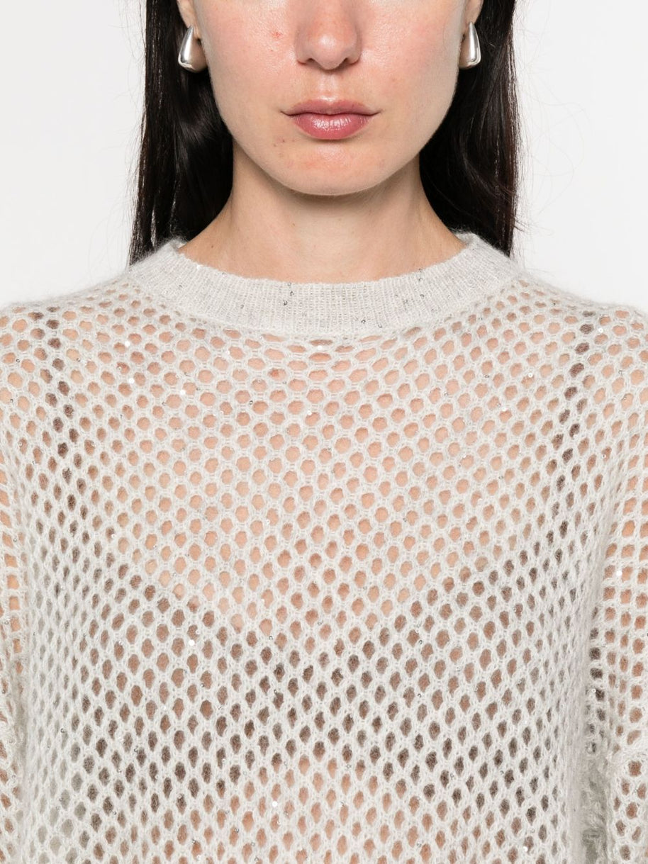 Brunello Cucinelli Wool open-knit sweater - Grey