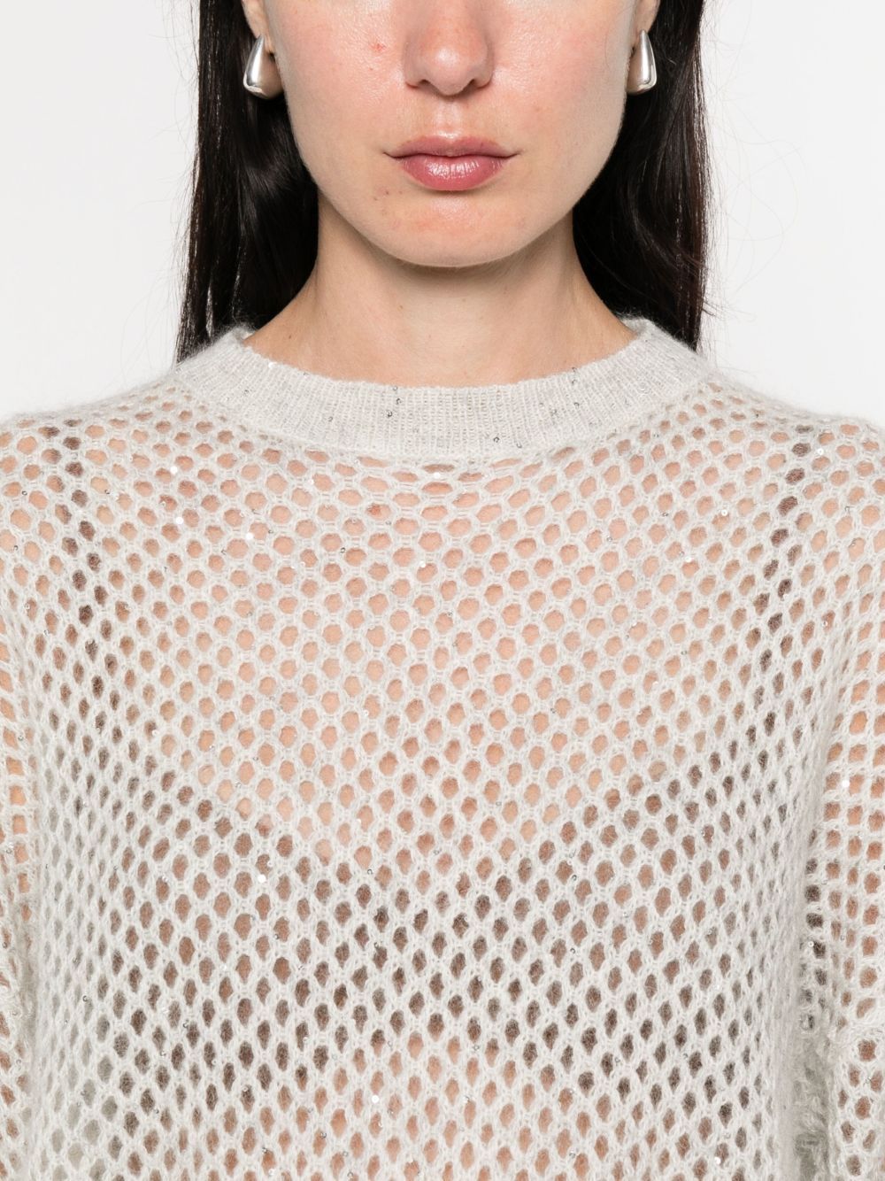 Brunello Cucinelli Wool open-knit sweater - Grey