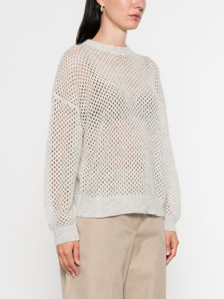 Brunello Cucinelli Wool open-knit sweater - Grey