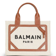 Balmain B-Army Small Canvas Tote - Leather Brown