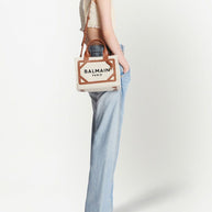 Balmain B-Army Small Canvas Tote - Leather Brown