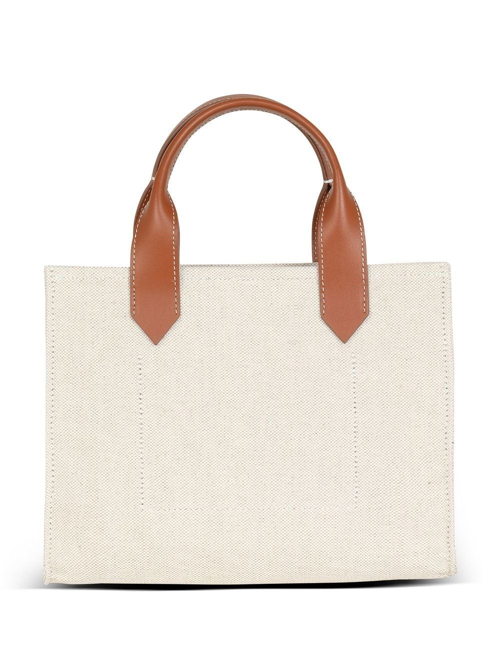 Balmain B-Army Small Canvas Tote - Leather Brown