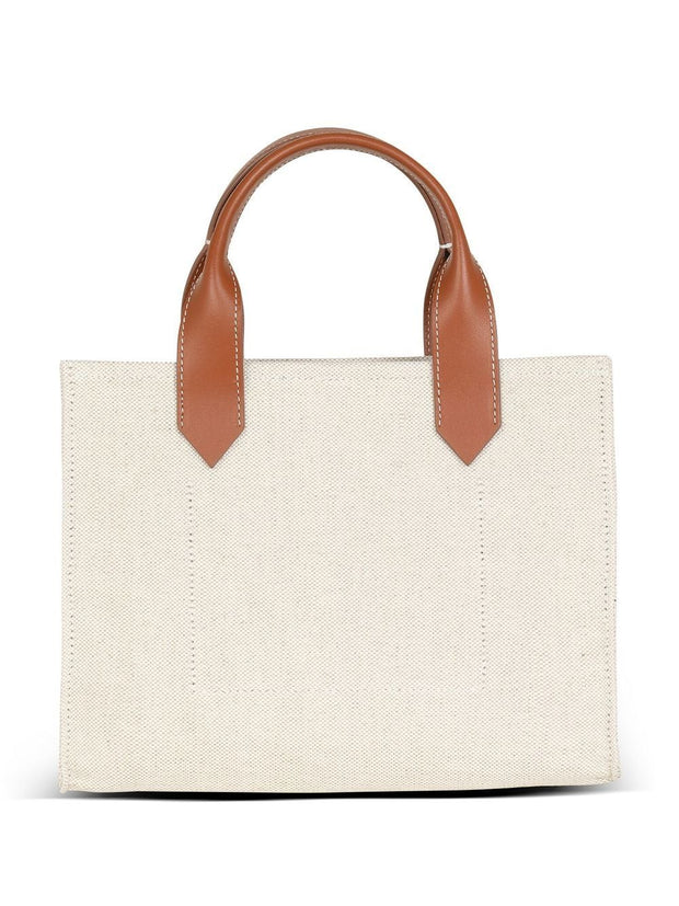 Balmain B-Army Small Canvas Tote - Leather Brown