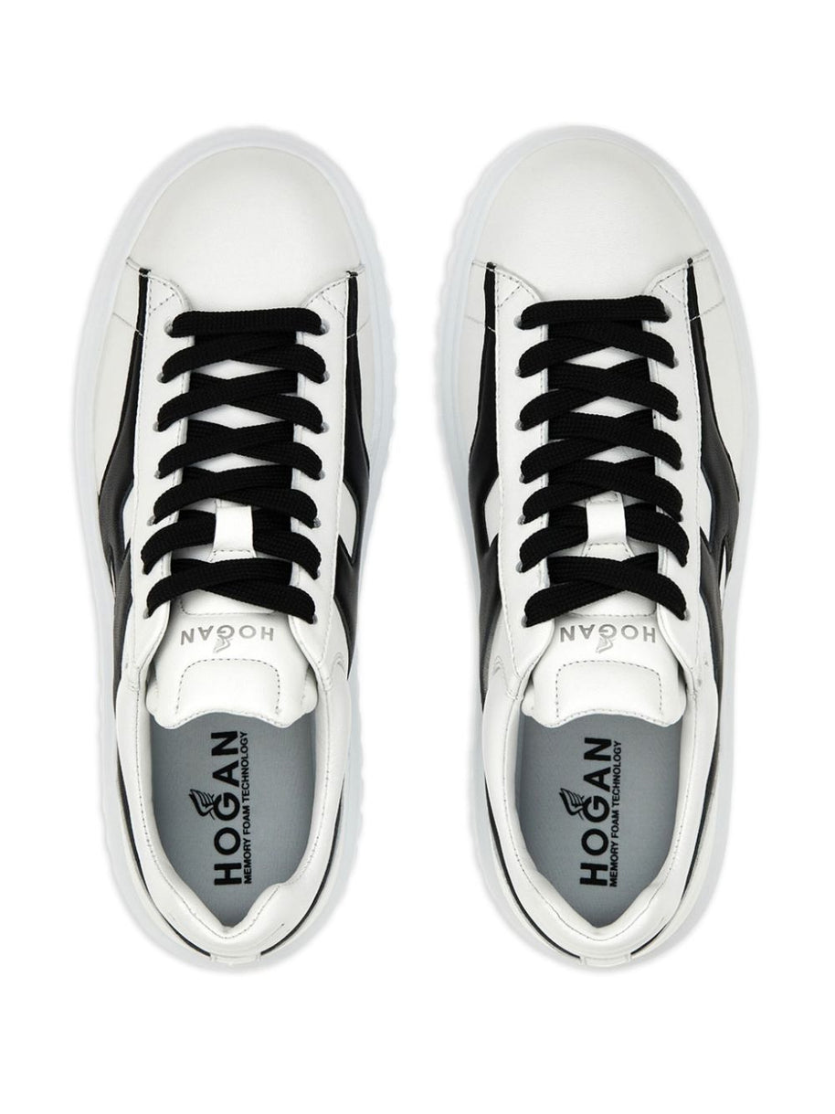HOGAN PRE H-Stripes Leather Sneakers - Black