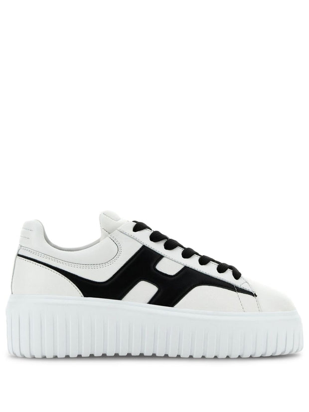 HOGAN PRE H-Stripes Leather Sneakers - Black