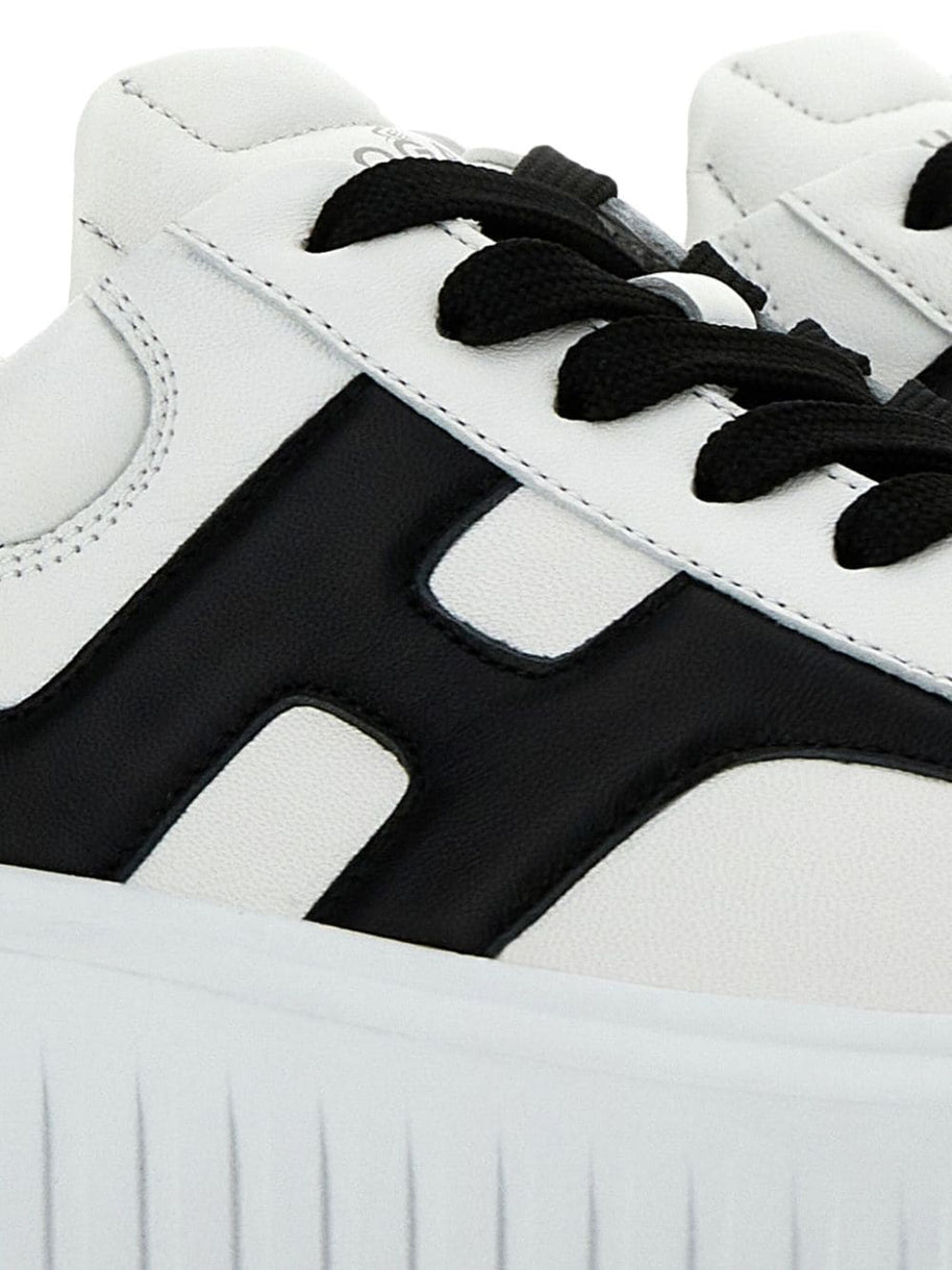 HOGAN PRE H-Stripes Leather Sneakers - Black