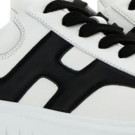 HOGAN PRE H-Stripes Leather Sneakers - Black