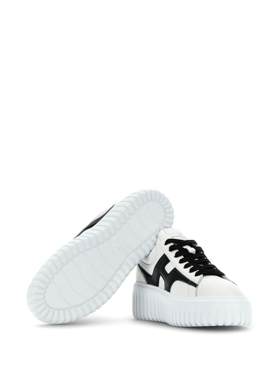 HOGAN PRE H-Stripes Leather Sneakers - Black