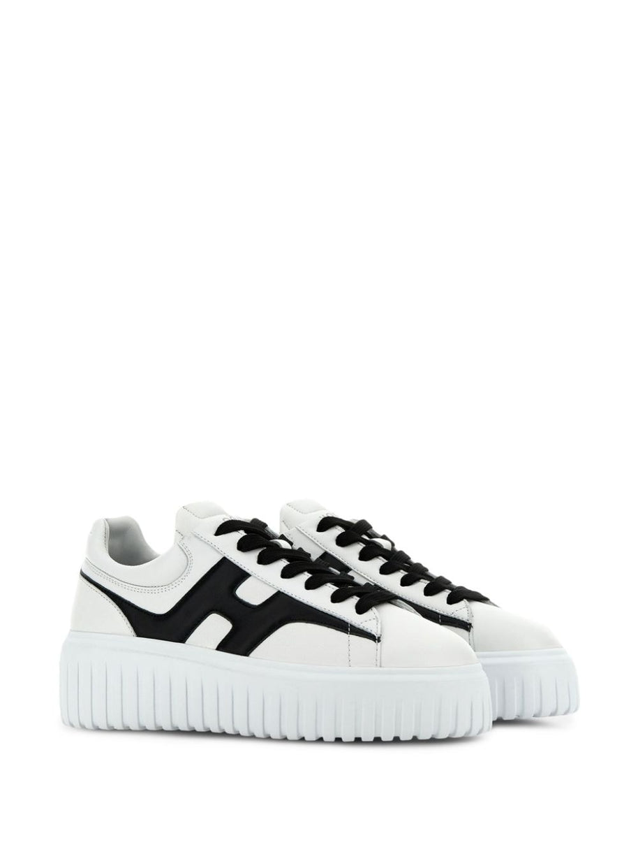 HOGAN PRE H-Stripes Leather Sneakers - Black