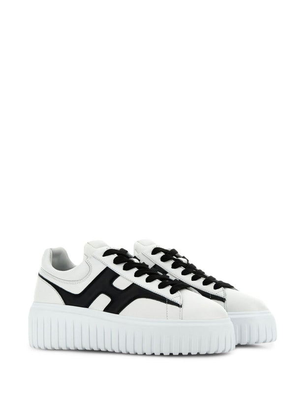 HOGAN PRE H-Stripes Leather Sneakers - Black
