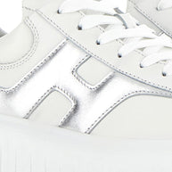HOGAN PRE H-Stripes Leather Sneakers - Silver