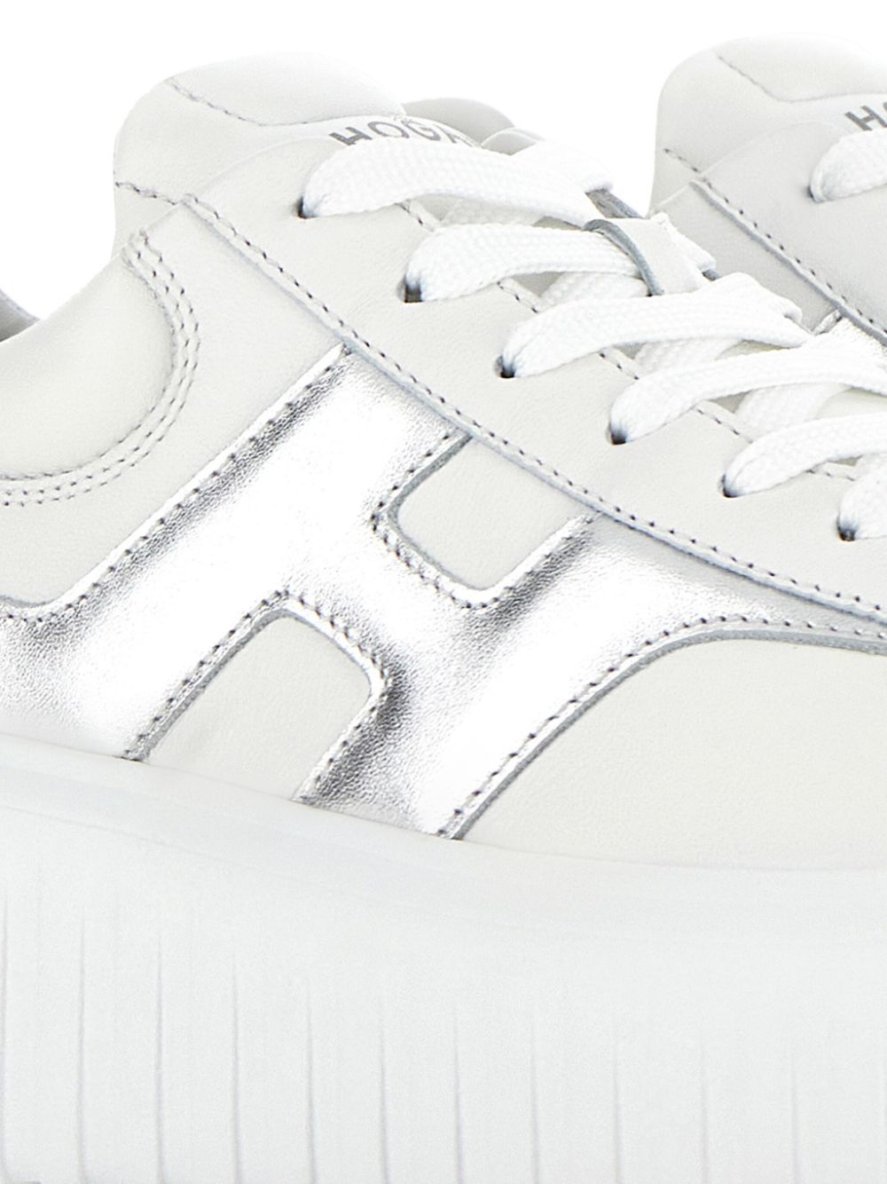 HOGAN PRE H-Stripes Leather Sneakers - Silver