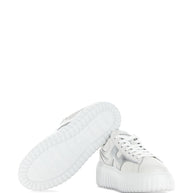 HOGAN PRE H-Stripes Leather Sneakers - Silver