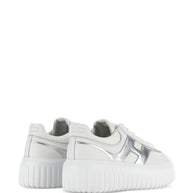 HOGAN PRE H-Stripes Leather Sneakers - Silver