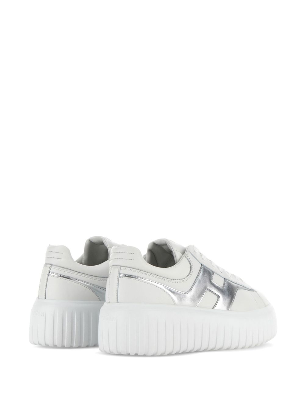 HOGAN PRE H-Stripes Leather Sneakers - Silver