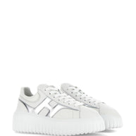 HOGAN PRE H-Stripes Leather Sneakers - Silver