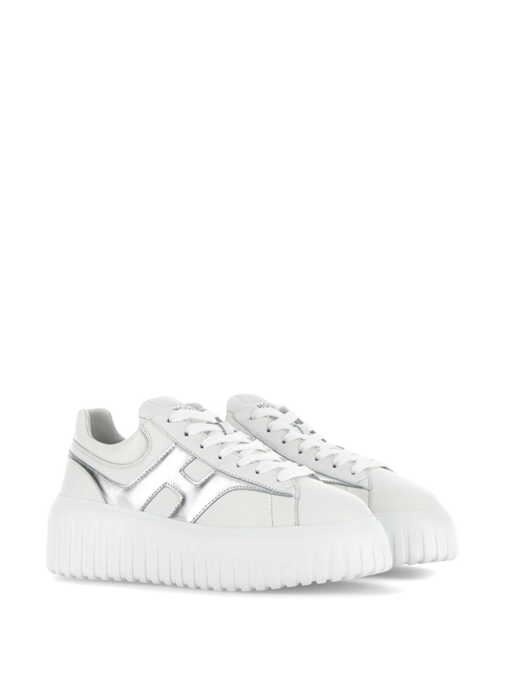HOGAN PRE H-Stripes Leather Sneakers - Silver