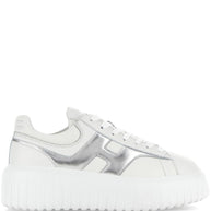 HOGAN PRE H-Stripes Leather Sneakers - Silver