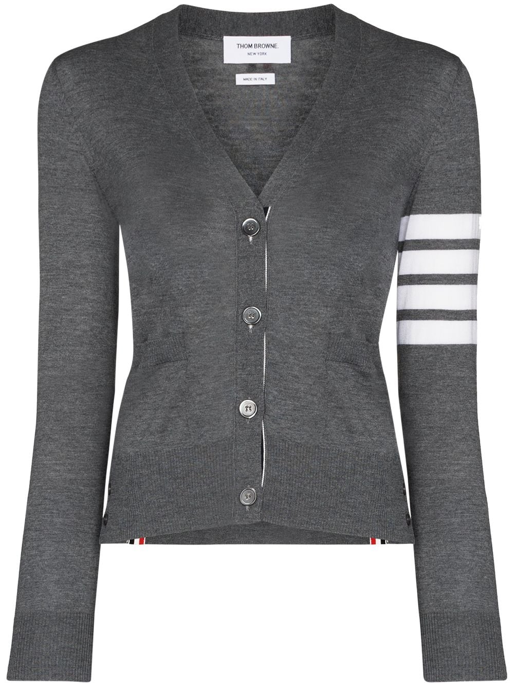 Thom Browne 4Bar Wool Cardigan - Grey