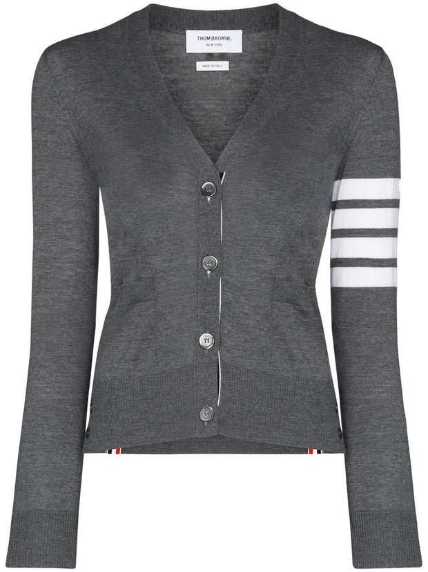 Thom Browne 4Bar Wool Cardigan - Grey