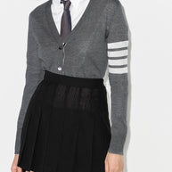 Thom Browne 4Bar Wool Cardigan - Grey