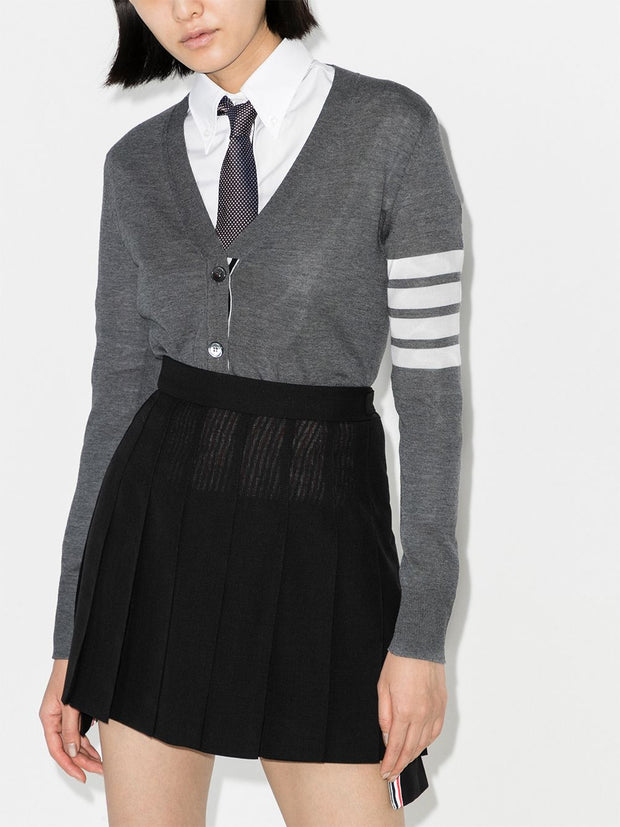 Thom Browne 4Bar Wool Cardigan - Grey