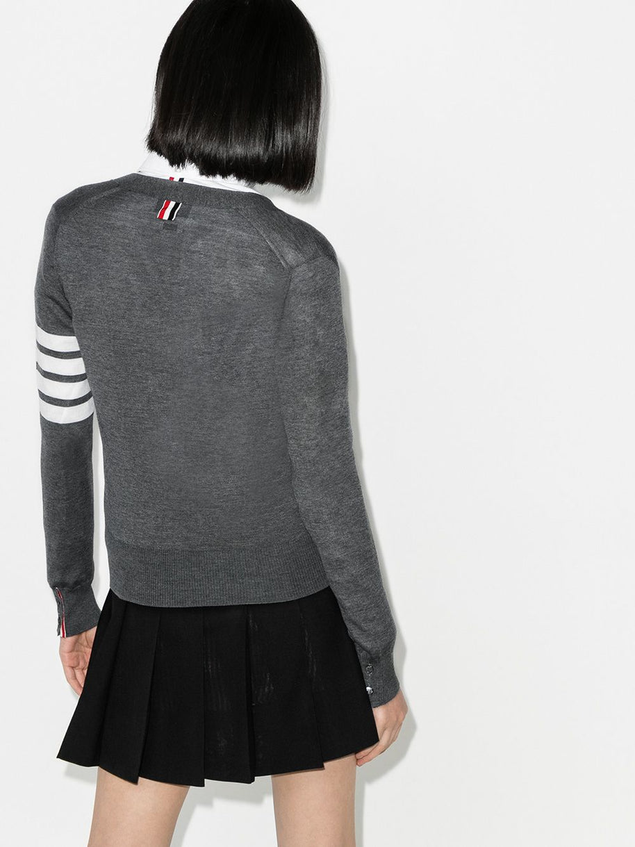 Thom Browne 4Bar Wool Cardigan - Grey