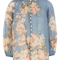 Zimmermann Cascadian Printed Blouse - Clear Blue